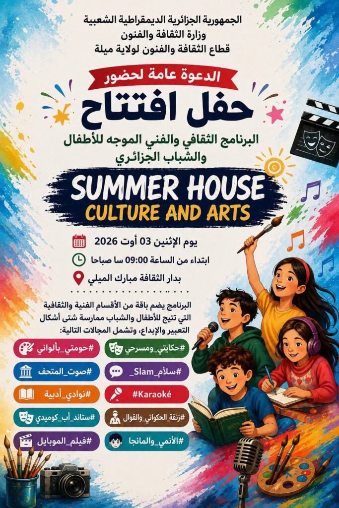 fb_img_17856962054392775835068507883137-683x1024 دار الثقافة مبارك الميلي بالتنسيق مع المكتبة الرئيسية للمطالعة العمومية تحتضنان افتتاح برنامج "صيفنا إبداع"
